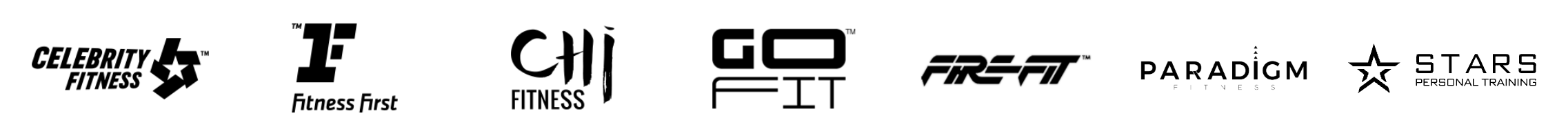 Partner gyms: Celebrity Fitness, Fitness First, CHI Fitness, Go Fit, Fire-Fit, Paradigm Fitness, Stars Personal Training
